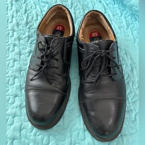 Chaps Black Leather Shoes Mens Oxfords Dress Shoe Size 9.5 Cap Toe